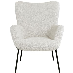 Boris-fauteuil vintage  en tissu bouclé écru