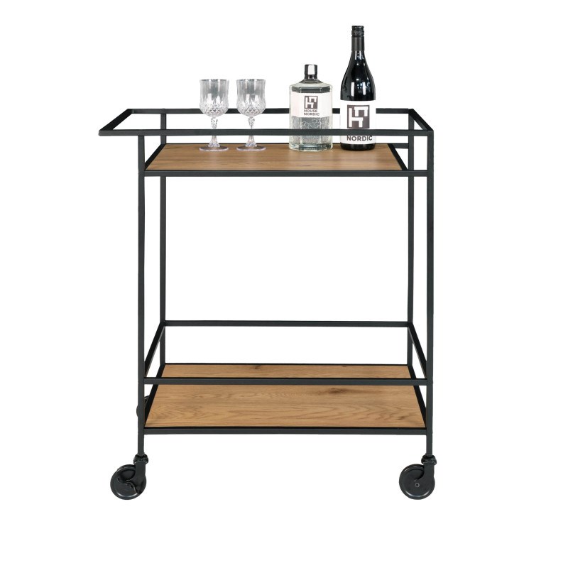 Chic-desserte à roulettes chêne et métal