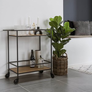 Chic-desserte à roulettes chêne et métal