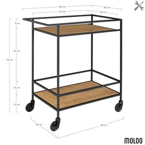 Chic-desserte à roulettes chêne et métal