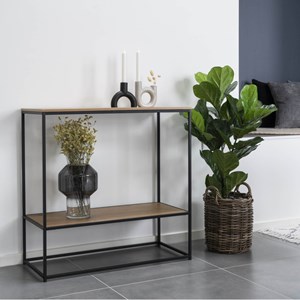 Chic-console décor chêne et métal 80x80 cm