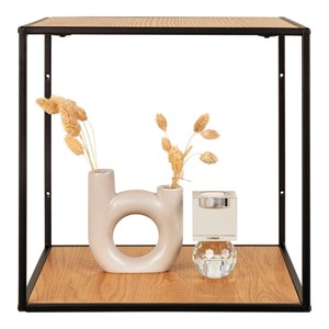 Chic-étagère murale décor chêne et métal 36x36 cm