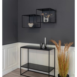 Chic-étagère murale noire et métal 36x36 cm