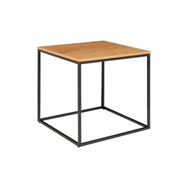 Chic-table d'appoint décor chêne et métal 45x45 cm