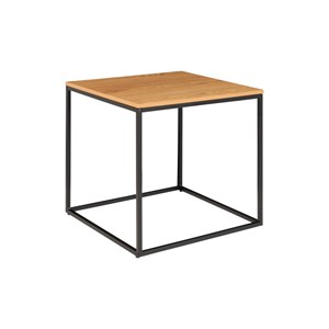 Chic-table d'appoint décor chêne et métal 45x45 cm