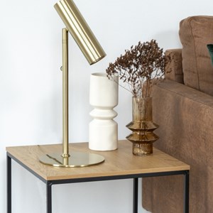 Chic-table d'appoint décor chêne et métal 45x45 cm