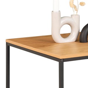 Chic-table d'appoint décor chêne et métal 45x45 cm