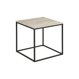 Chic-table d'appoint décor travertin et métal 45x45 cm