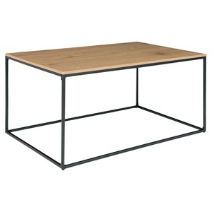 Chic-table basse décor chêne et métal 90x60 cm