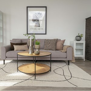 Chic-table basse décor chêne et métal ø80 cm