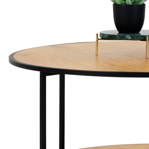 Chic-table basse décor chêne et métal ø80 cm
