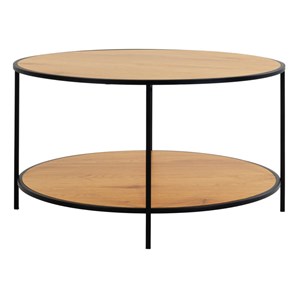 Chic-table basse décor chêne et métal ø80 cm