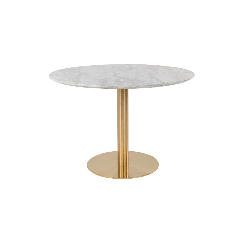 Moloo - Cooper-table à manger ronde 4 personnes ø110, décor marbre et laiton