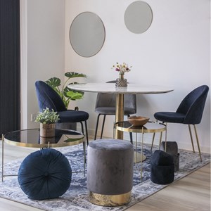 Cooper-table à manger ronde 4 personnes ø110, décor marbre et laiton