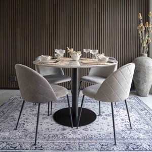Cooper-table à manger ronde 4 personnes ø110, décor marbre et acier