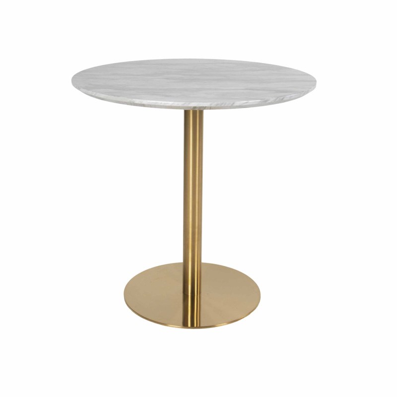 Moloo - Cooper-table à manger ronde 2 personnes ø90, décor marbre et laiton