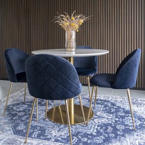 Cooper-table à manger ronde 2 personnes ø90, décor marbre et laiton