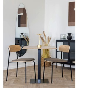 Fado-table de café 2 personnes décor bois et acier 70x70 cm