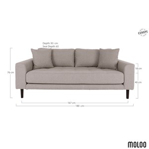 Fred- canapé 2,5 places en tissu taupe