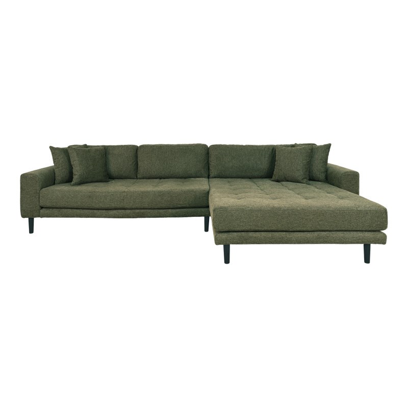 Fred- canapé d'angle méridienne à droite en tissu vert olive