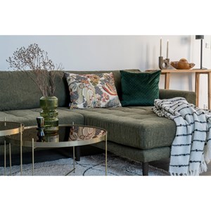 Fred- canapé d'angle méridienne à droite en tissu vert olive