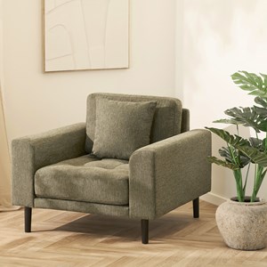 Fred- fauteuil en tissu vert olive