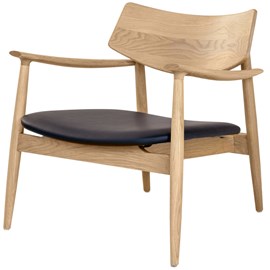 Frida-fauteuil lounge en chêne naturel et pu noir
