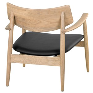 Frida-fauteuil lounge en chêne naturel et pu noir