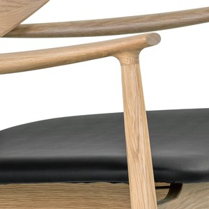 Frida-fauteuil lounge en chêne naturel et pu noir