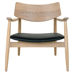 Frida-fauteuil lounge en chêne naturel et pu noir