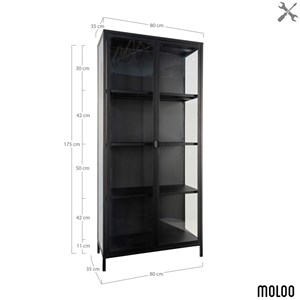 Maine-vitrine 2 portes vitrées acier noir 80x175 cm