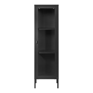 Maine-vitrine 1 porte vitrée acier noir 40x140 cm