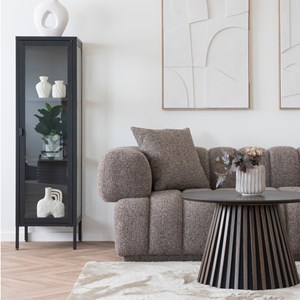 Maine-vitrine 1 porte vitrée acier noir 40x140 cm