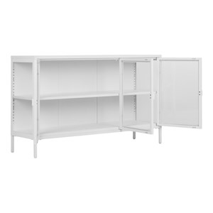 Maine- buffet 3 portes vitrées acier blanc 140cm