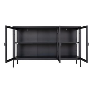 Maine- buffet 3 portes vitrées acier noir 140cm