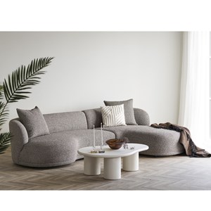 Malibu-canapé d'angle droit en tissu taupe