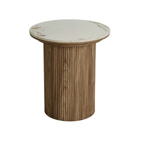 Rhod-table d'appoint en céramique et décor bois ø45 cm