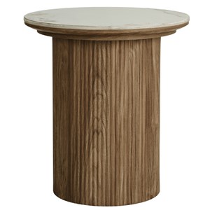 Rhod-table d'appoint en céramique et décor bois ø45 cm