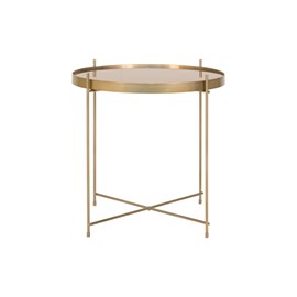 Roma-table basse acier couleur laiton et verre ø70cm