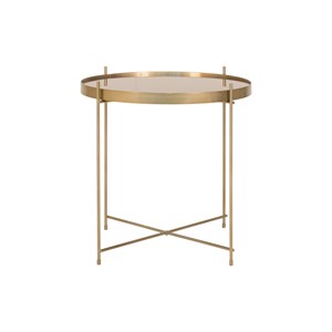 Roma-table basse acier couleur laiton et verre ø70cm