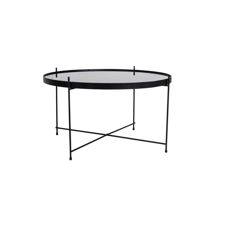 Roma-table basse acier noir et verre ø70cm