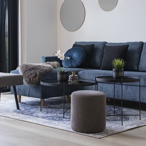 Roma-table basse acier noir et verre ø70cm