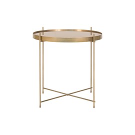 Roma-table basse acier couleur laiton et verre ø48cm