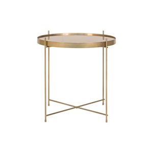 Roma-table basse acier couleur laiton et verre ø48cm