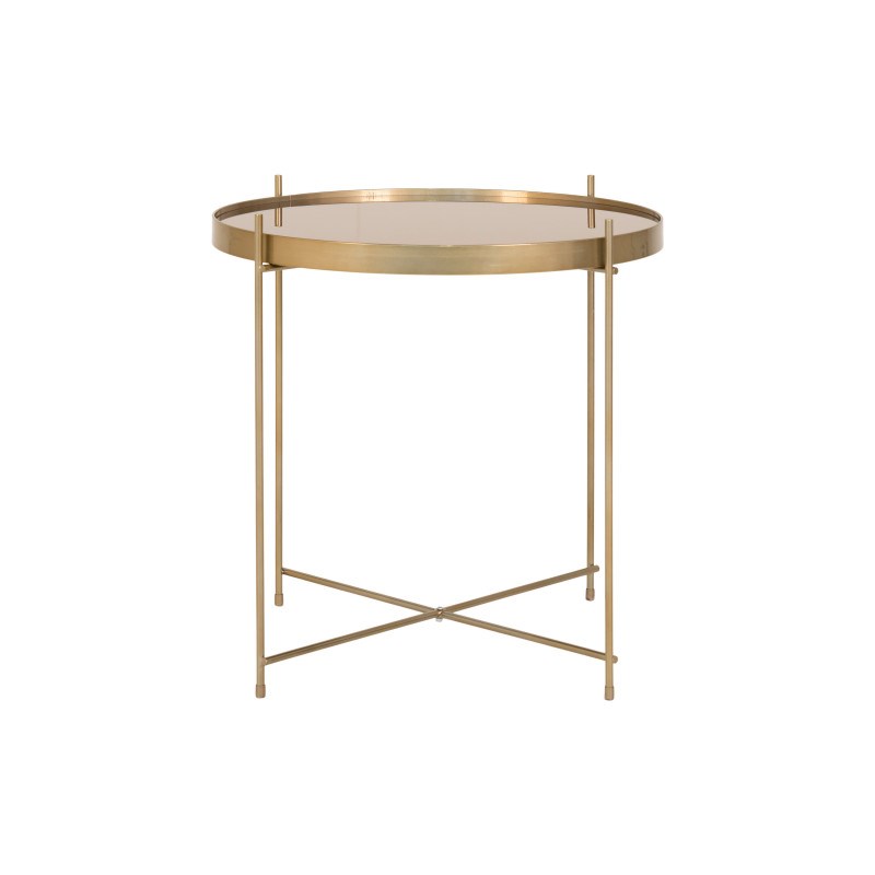 Roma-table basse acier couleur laiton et verre ø48cm