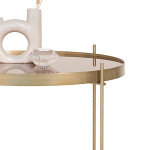 Roma-table basse acier couleur laiton et verre ø48cm