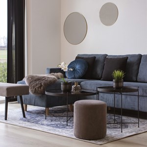 Roma-table basse acier noir et verre ø48cm