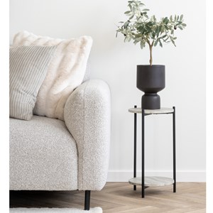 Soho- canapé d'angle gauch en tissu bouclé gris