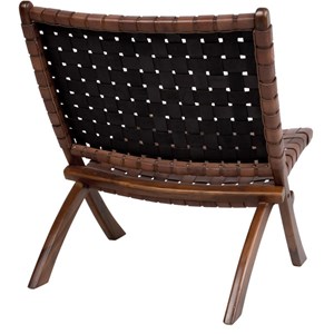 Tiko-fauteuil pliant en teck massif et cuir marron