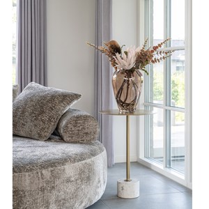 Twin-table d'appoint en acier laiton et marbre ø41 cm